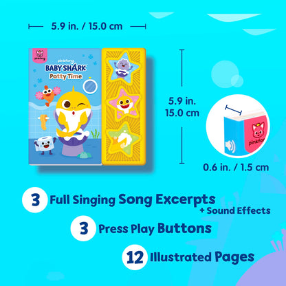 Pinkfong Baby Shark Potty Time Sound Book showing interactive sound buttons