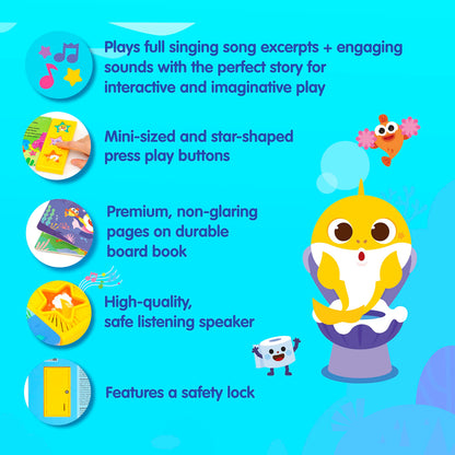 Toddler hands holding Pinkfong Baby Shark Potty Time sound board book