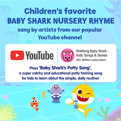 Side view of Baby Shark Potty Time interactive sound book for toddlers