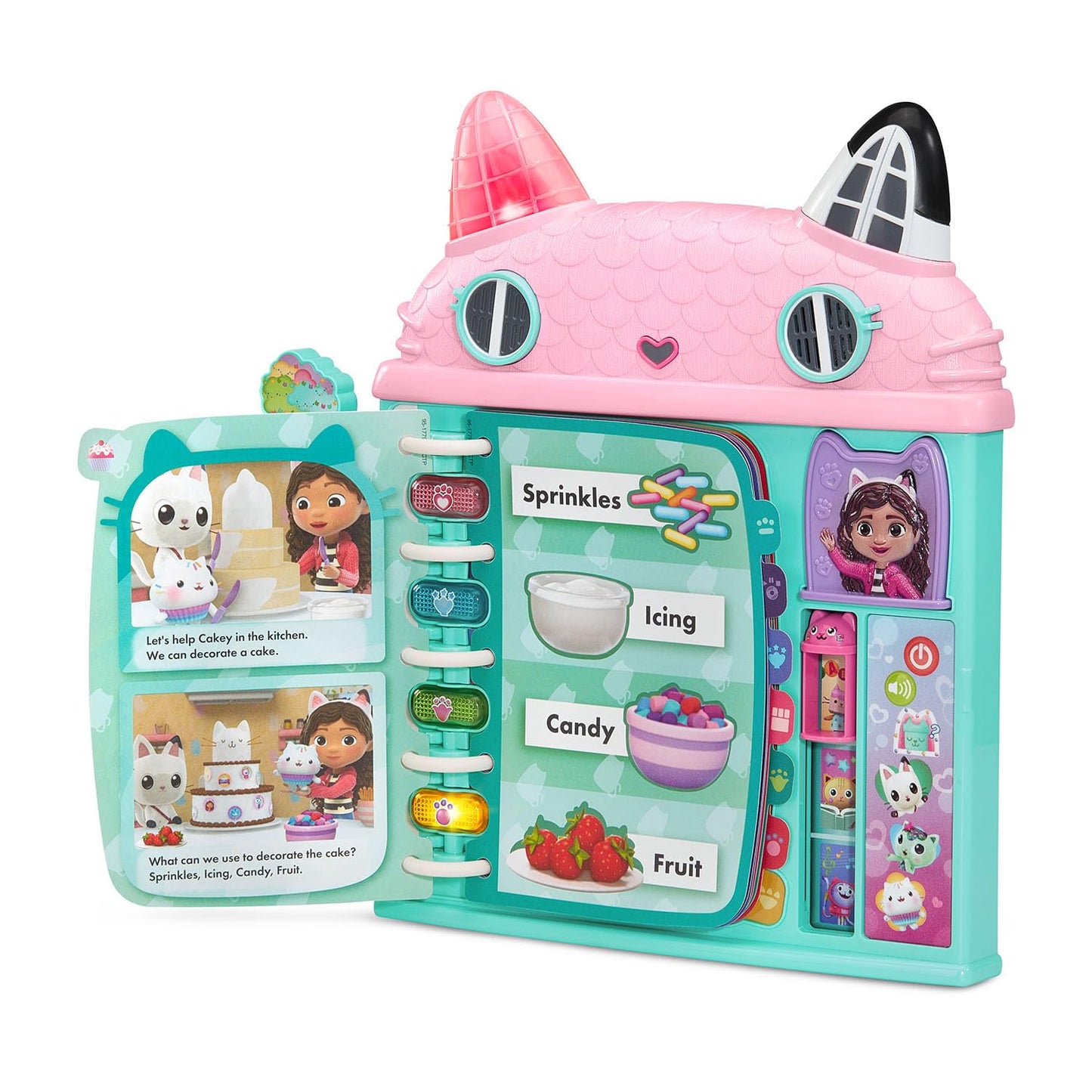 Vtech Gabby's Dollhouse discovery book showing interactive pages