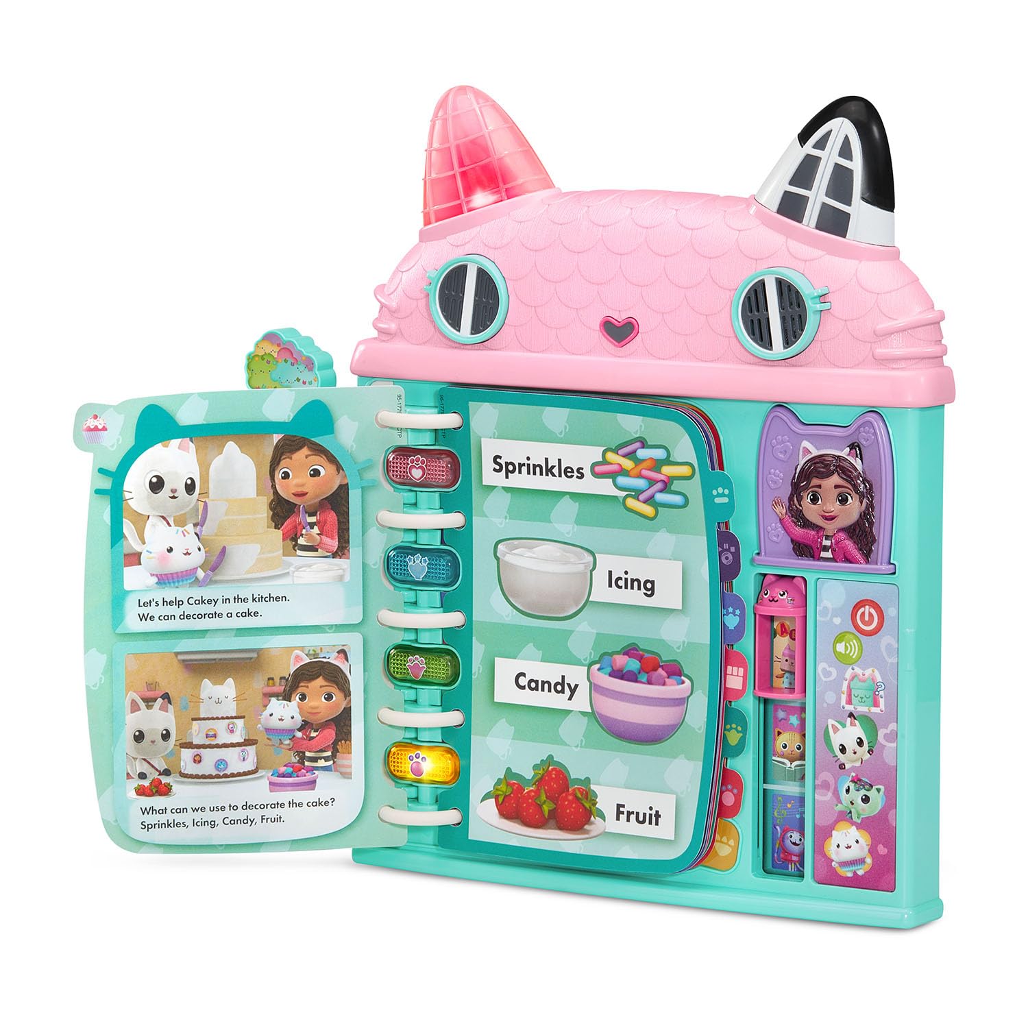 Vtech Gabby's Dollhouse discovery book showing interactive pages