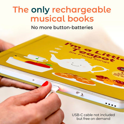 Cali's Books sound book showing musical buttons for toddlers