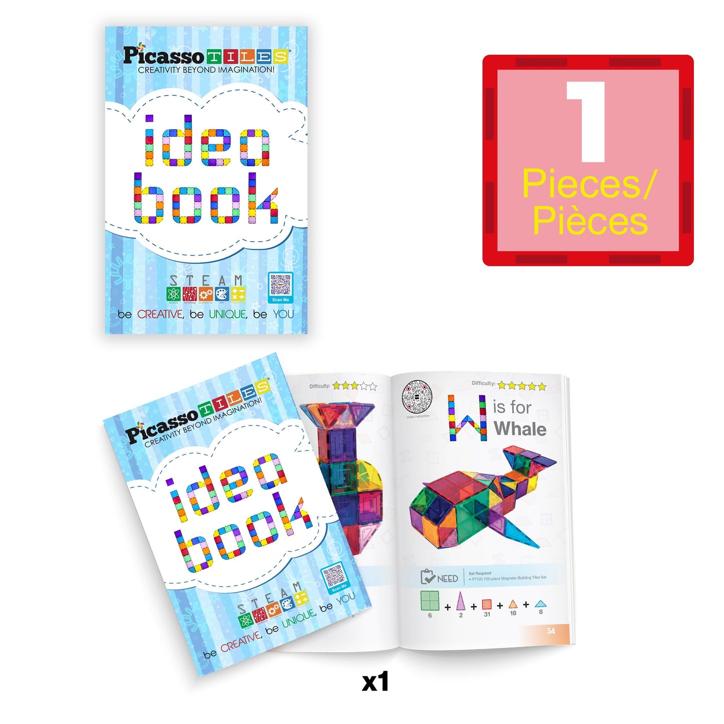 Child building 3D structure using the idea book