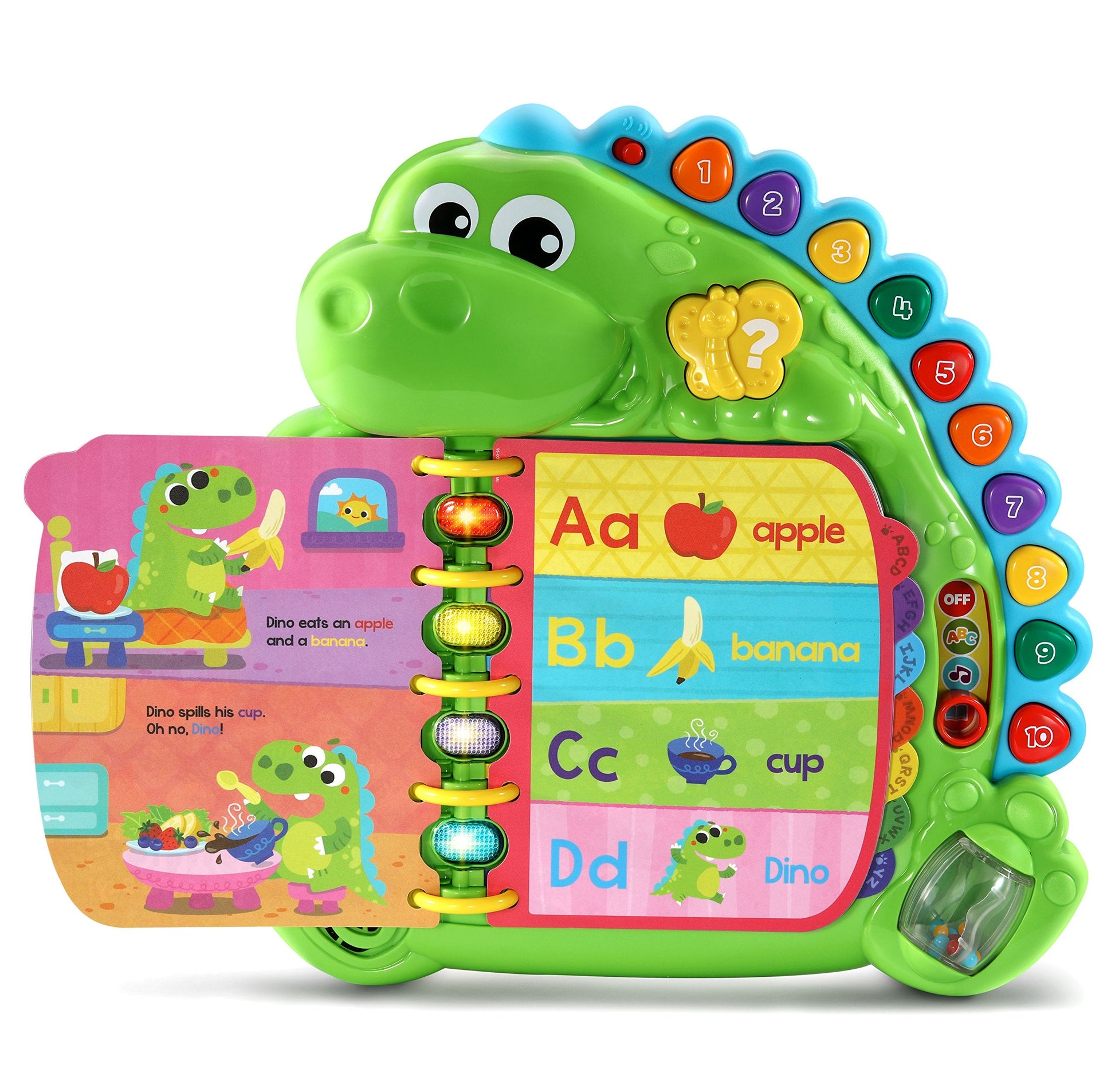 Close up of number buttons on LeapFrog Dino's Delightful Day book spine