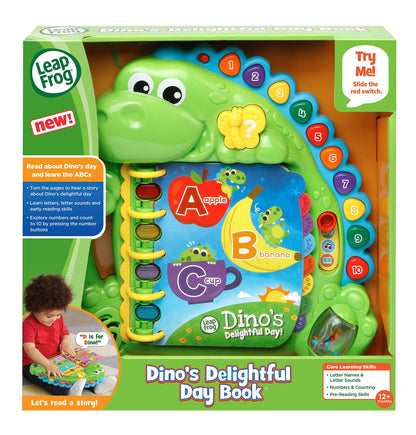 Side profile of LeapFrog Dino's Delightful Day alphabet learning book