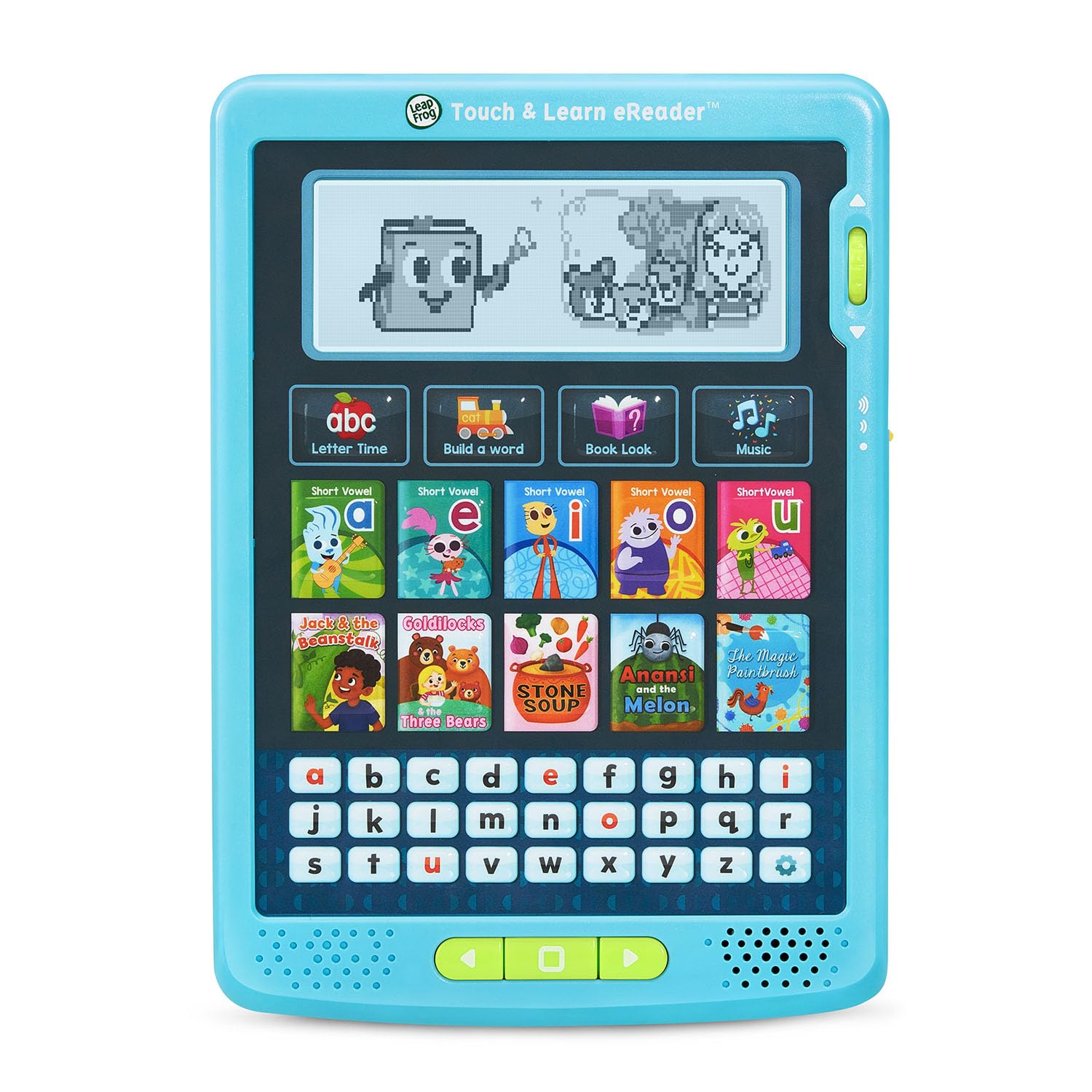 Close up of LeapFrog Touch and Learn eReader phonics keyboard buttons