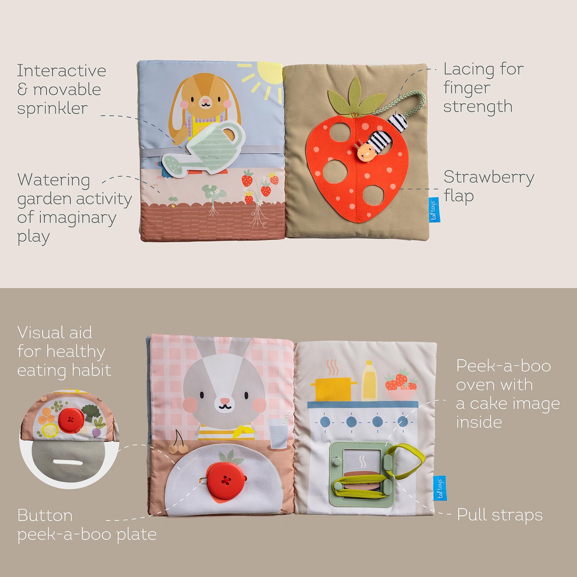 Toddler engaged with peek-a-boo activity in sensory busy book