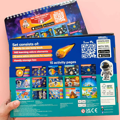 Back view of Quokka Montessori activity book with safety information
