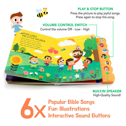 Side view of the Hello 2 Kids sound book showing volume control