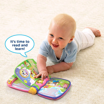 Back view of VTech Musical Rhymes Book Pink packaging.