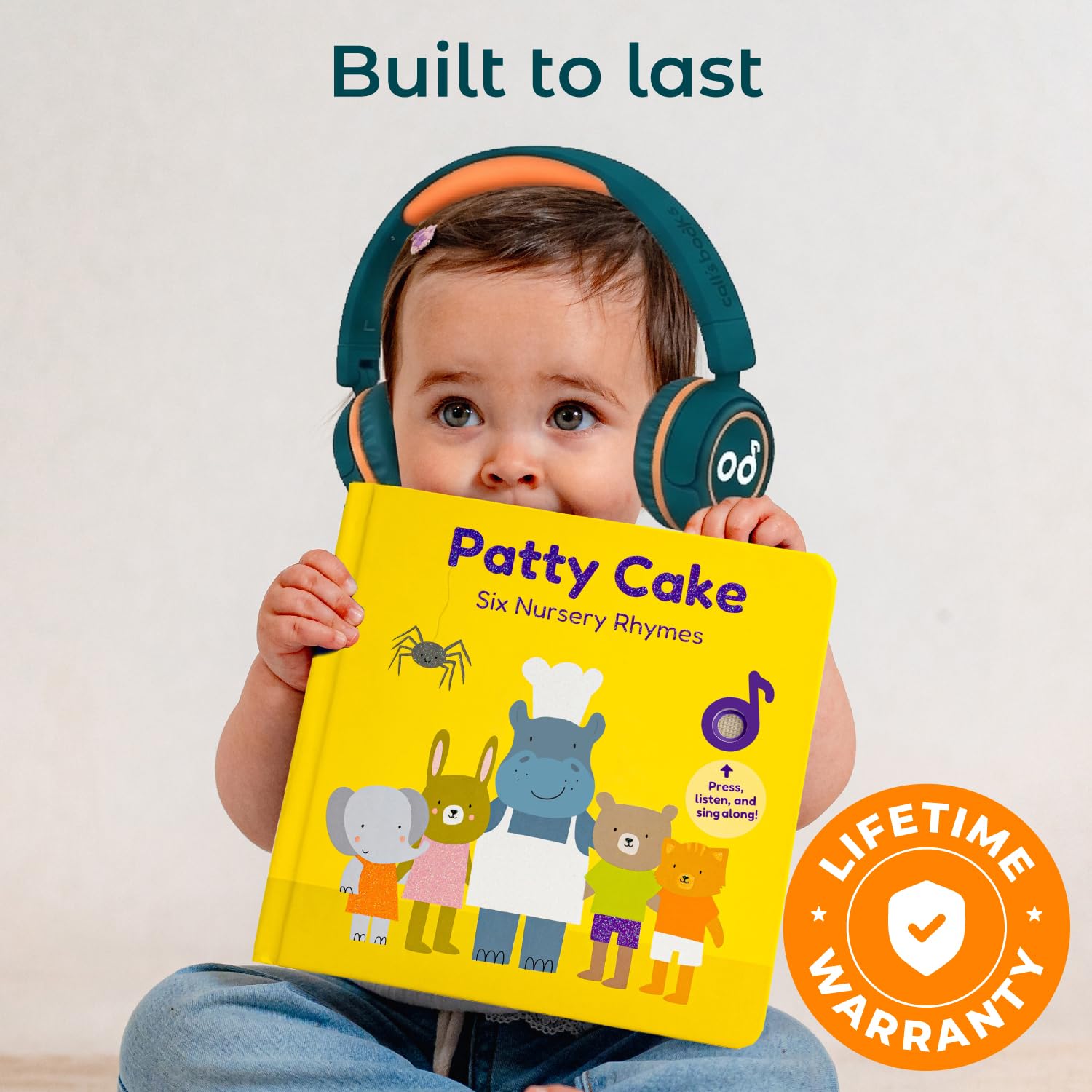 Back cover of Cali's Books Patty Cake musical book with product details
