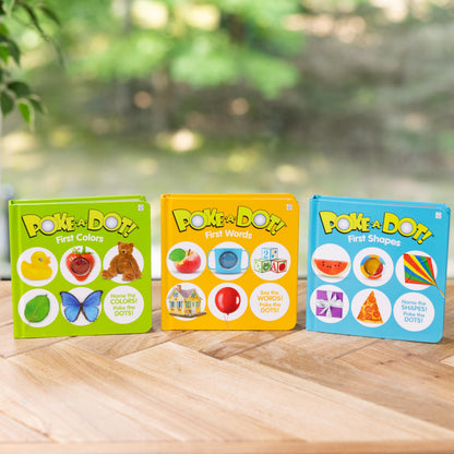 Group of three educational board books for sensory play