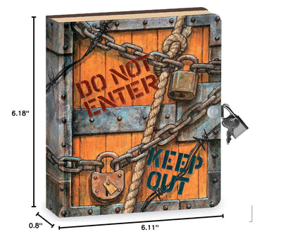 Child using Peaceable Kingdom Keep Out diary for writing