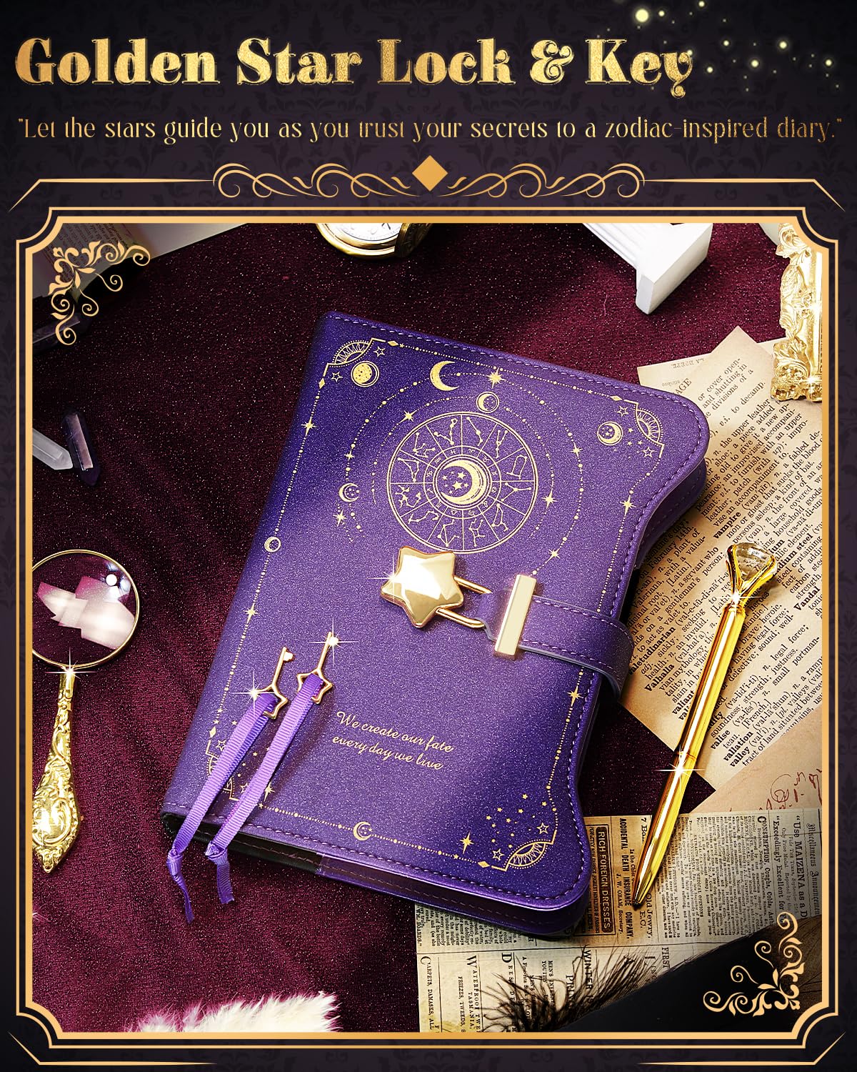Top angle view of refillable B6 journal for women