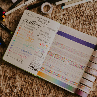 Variety of Mr. Pen brush and felt-tip markers included in the set