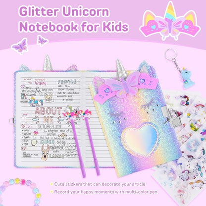 Side view of Homicozy A5 unicorn notebook showing page binding