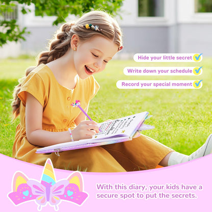 Back view of the kids unicorn secret journal