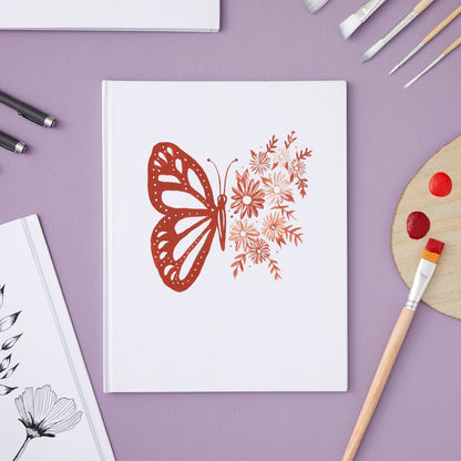 Open unlined notebook pages for drawing and writing
