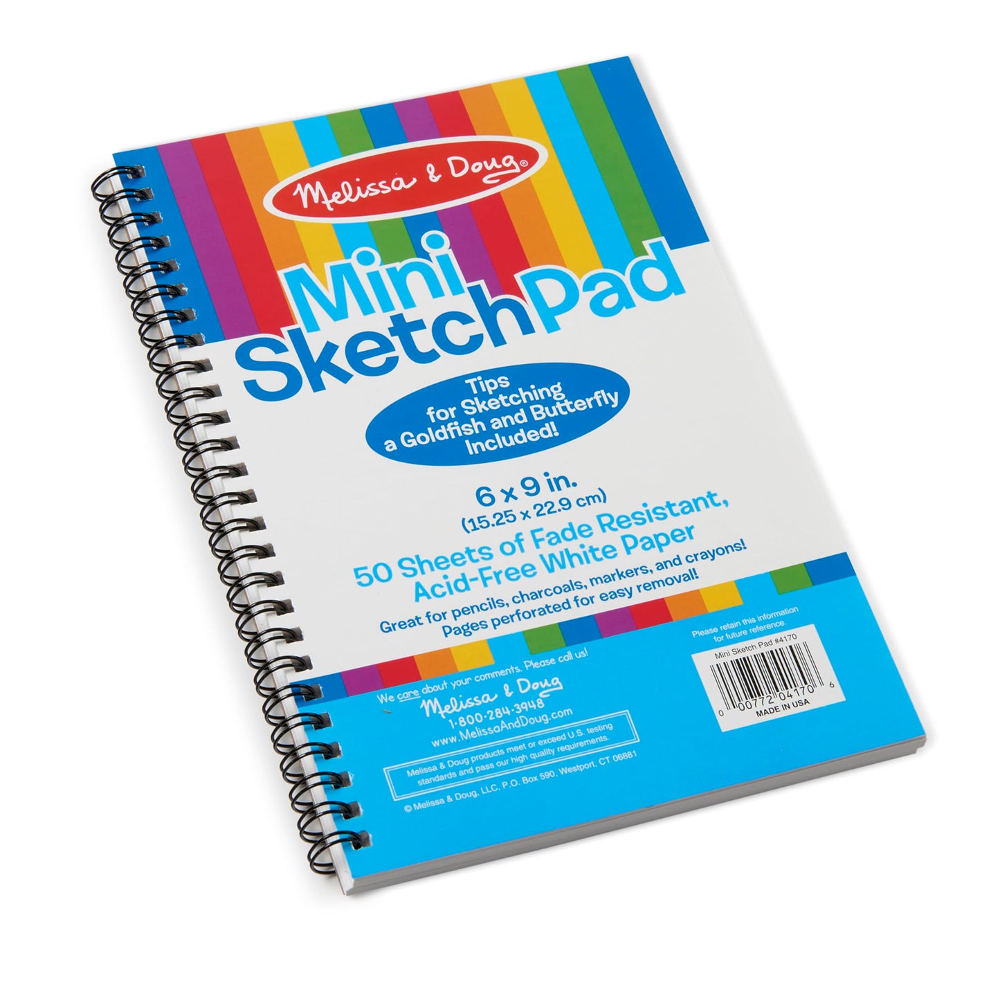 Side view of Melissa and Doug spiral bound sketch pad