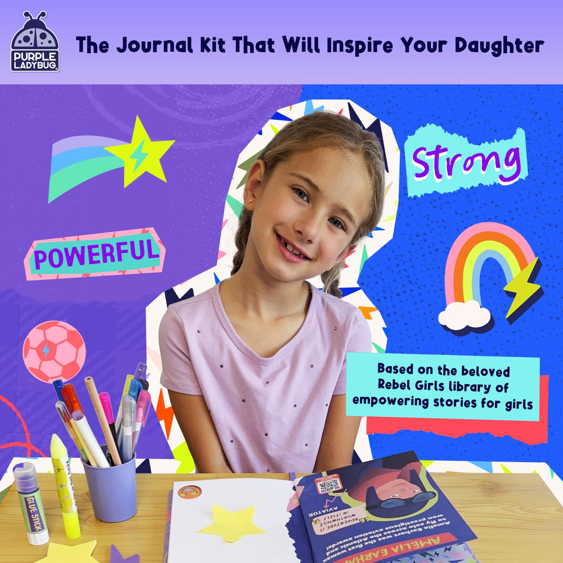 Stationery supplies and stickers included in the Rebel Girls journal kit