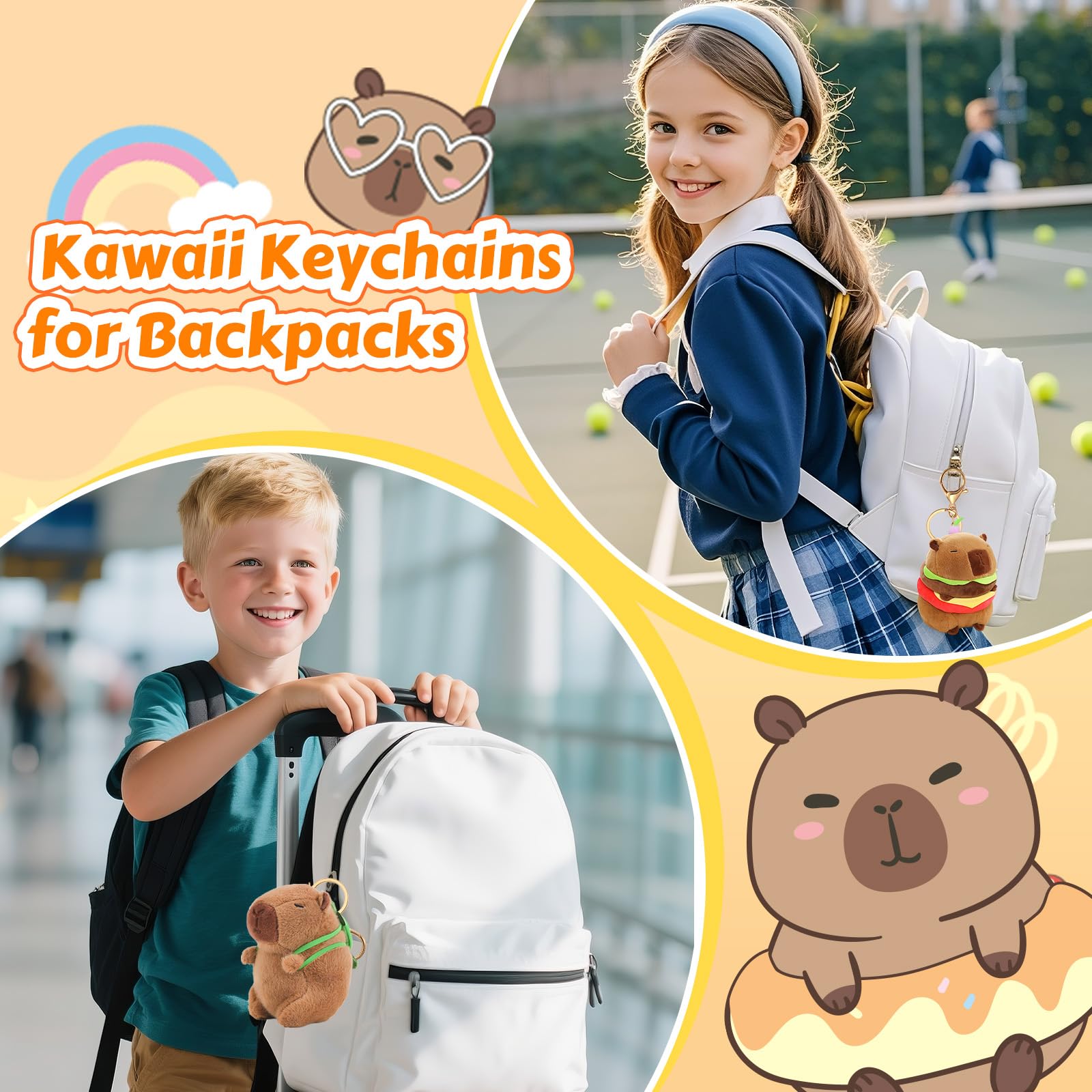 Cute capybara jumping ballpoint pen and stationary set