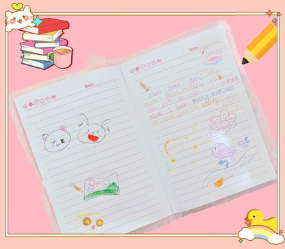 Close up of heart lined pages in Luolizon diary