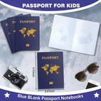 Close up of gold embossed map design on blue passport cover