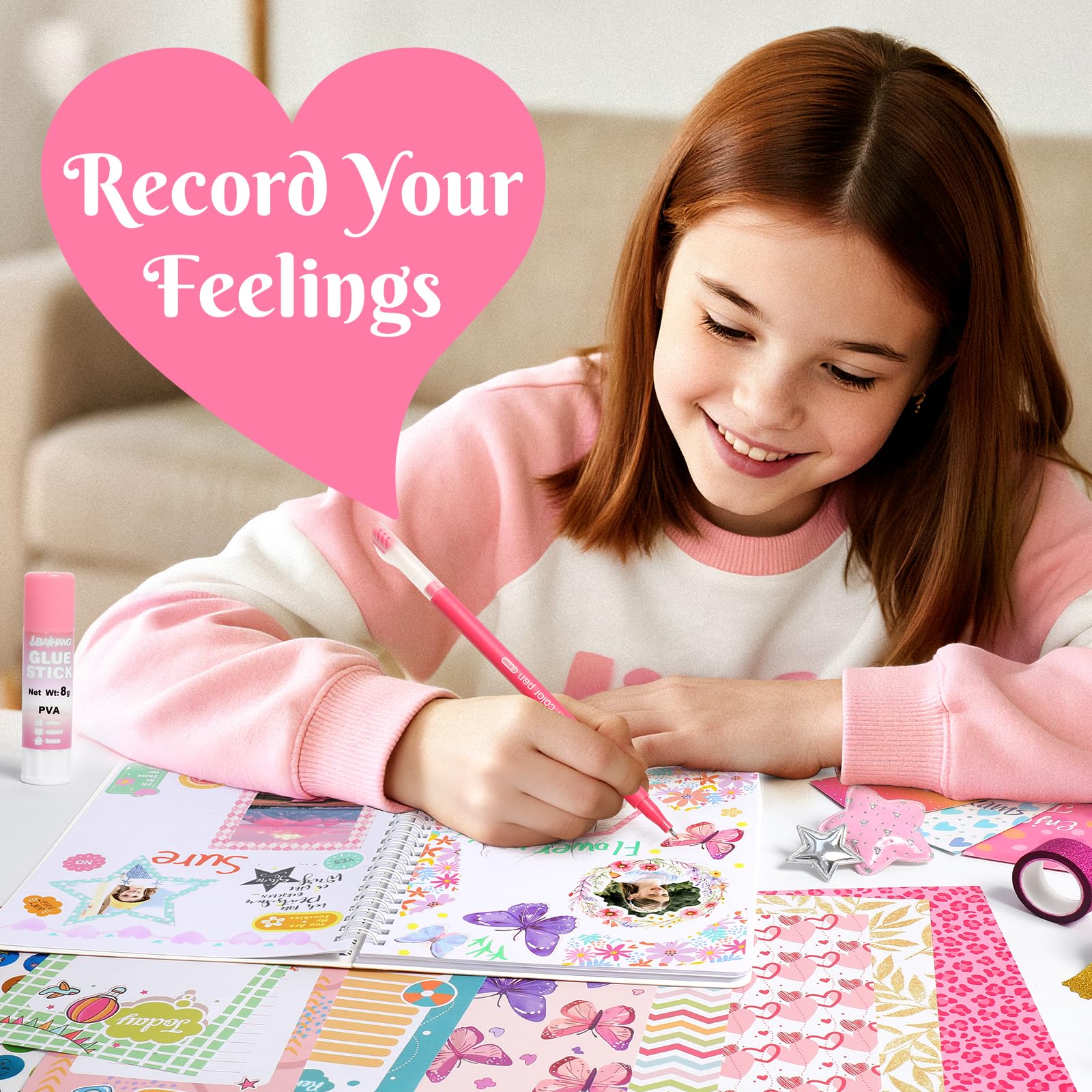 Axirata scrapbook and diary set contents display