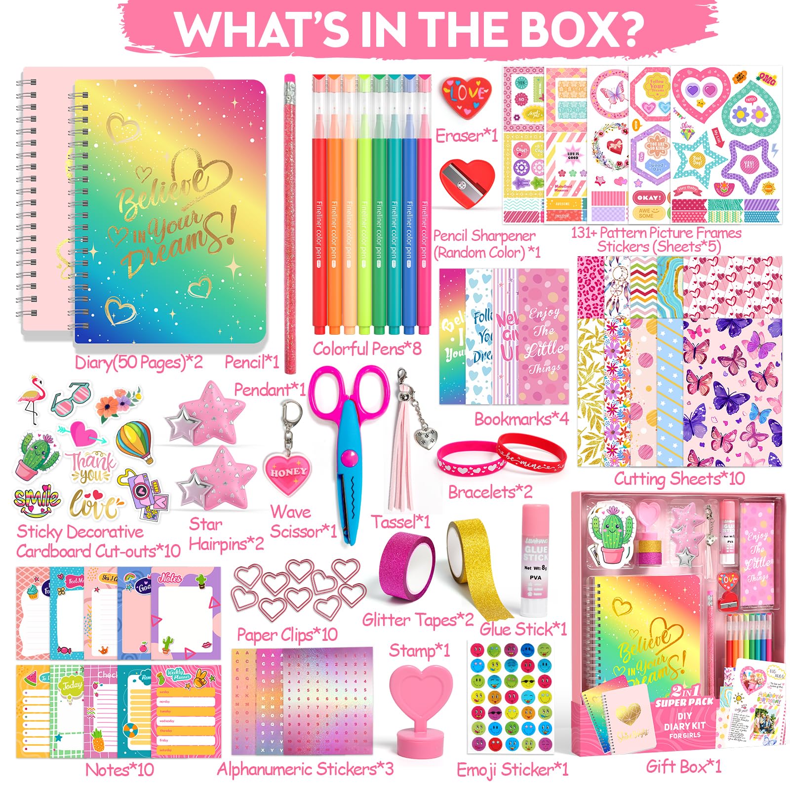 Girls journaling kit with stickers and art supplies