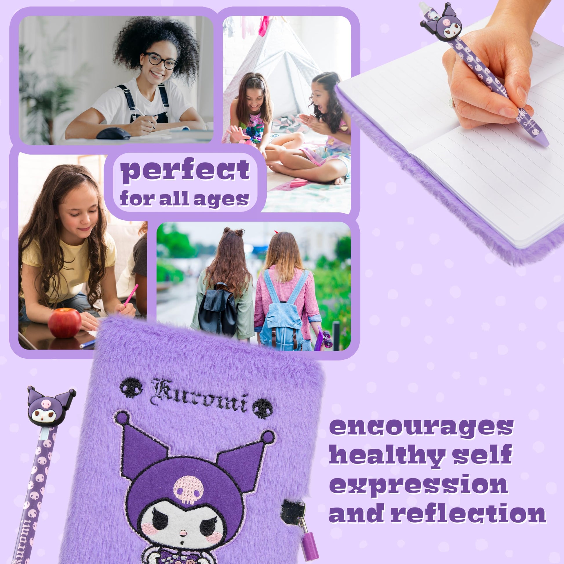 Interior lined pages of the A5 Hello Kitty notebook