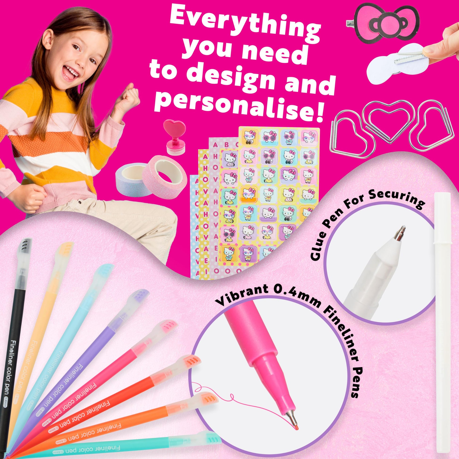 Hello Kitty themed keychain and paper clips set