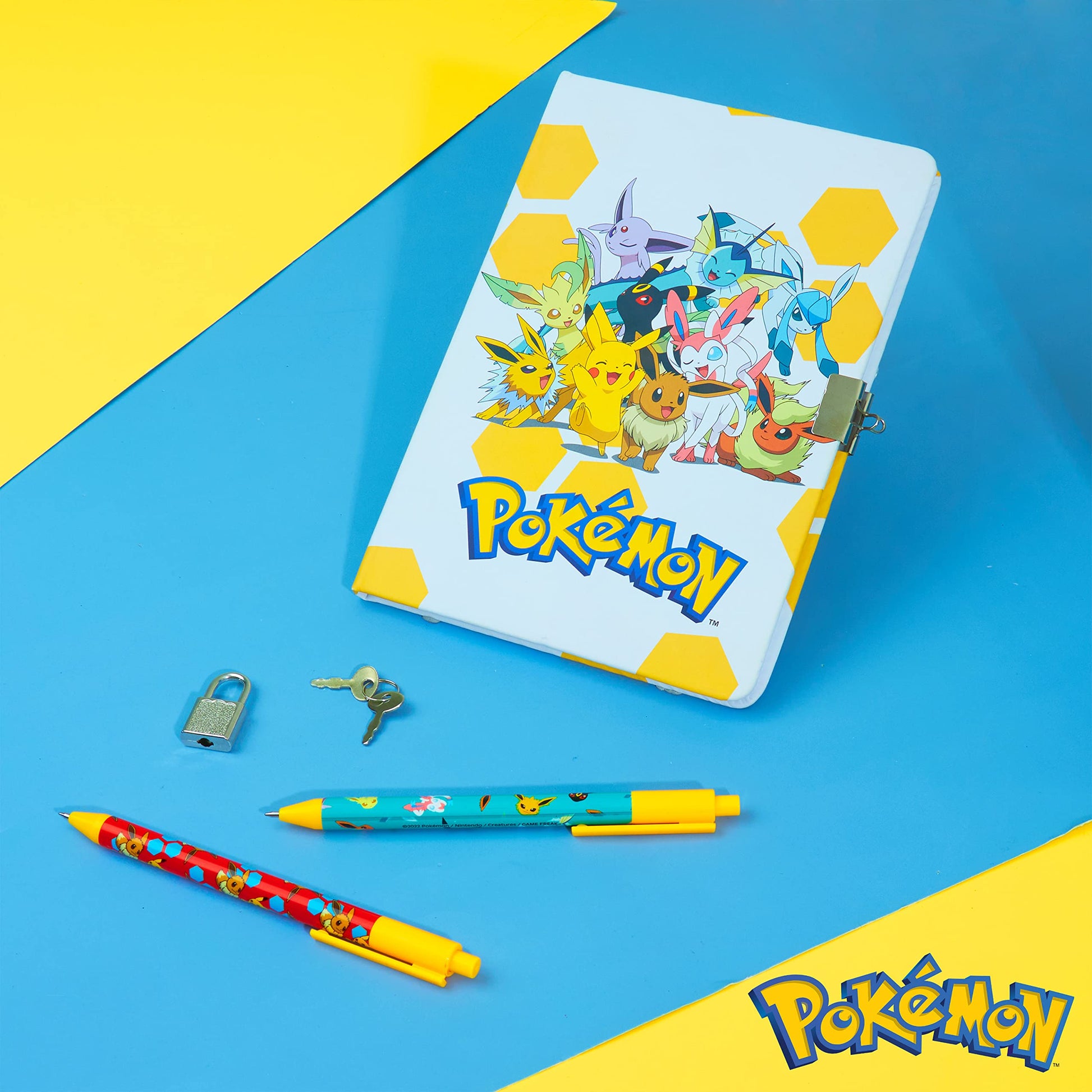 Stationery set includes Pokemon notebook and matching ballpoint pens