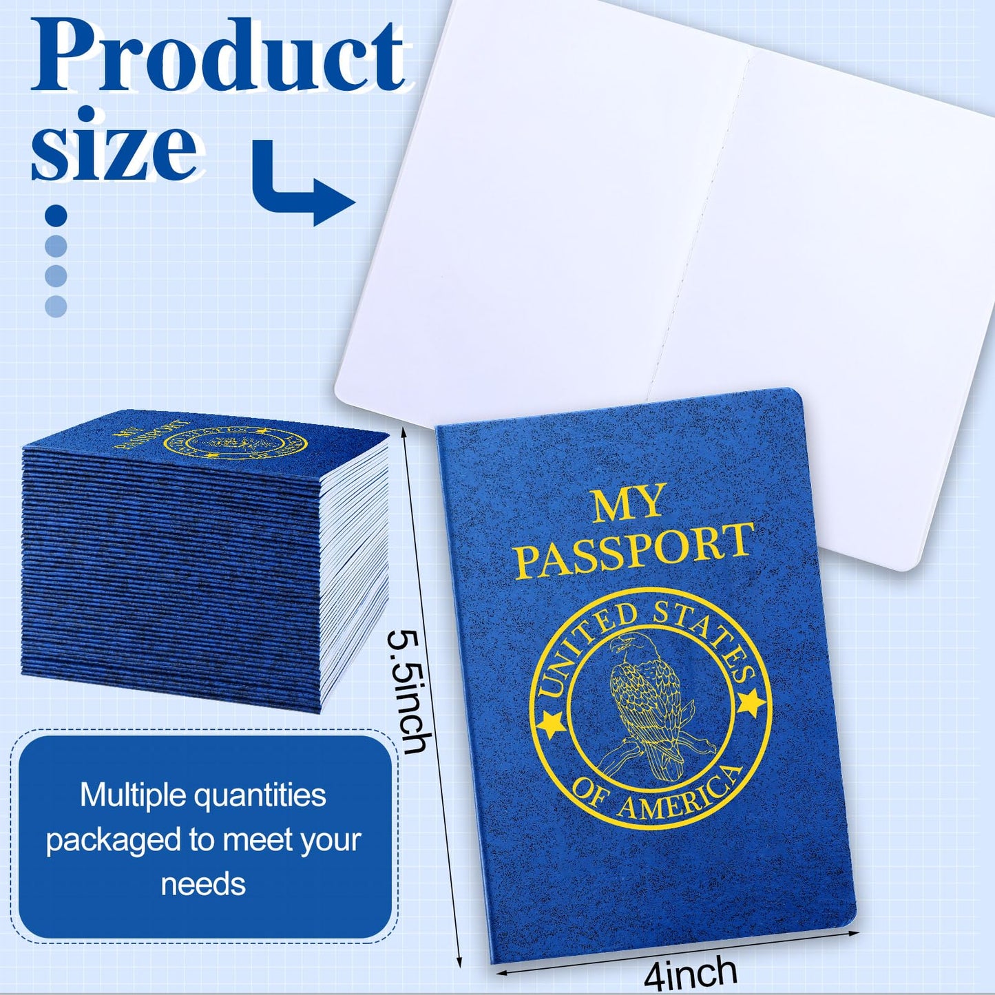 Woanger blue play passport books for travel pretend play