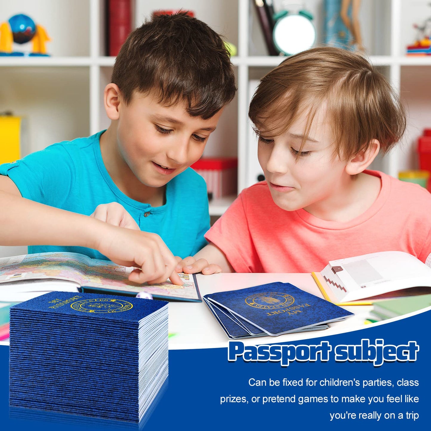 Kids blank passport journal for school projects