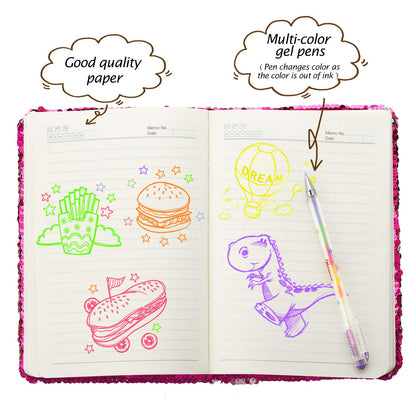 Outus sequin diary showing color changing effect