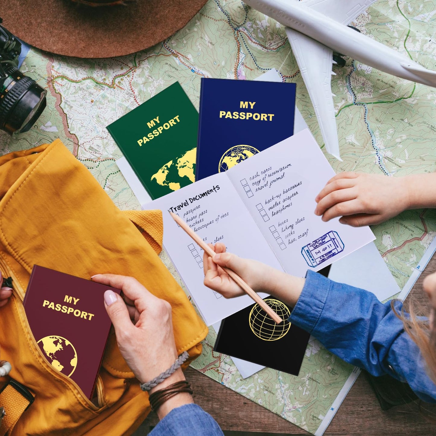 Lincia passport notebook open to show blank interior pages