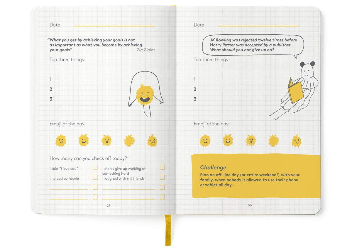 Back cover of The HappyMe Journal for kids growth mindset