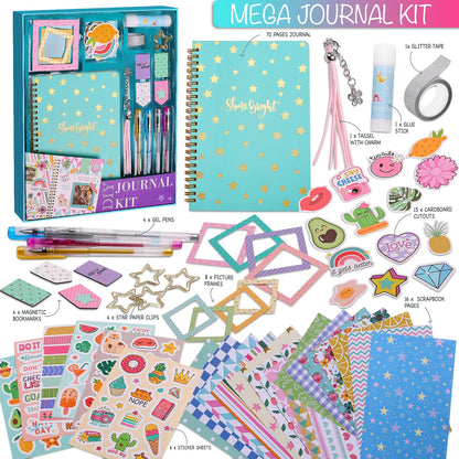Bearun spiral notebook with teal star pattern and accessories