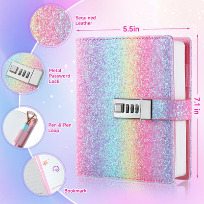 Open view of Jialili girls diary showing high-quality interior paper