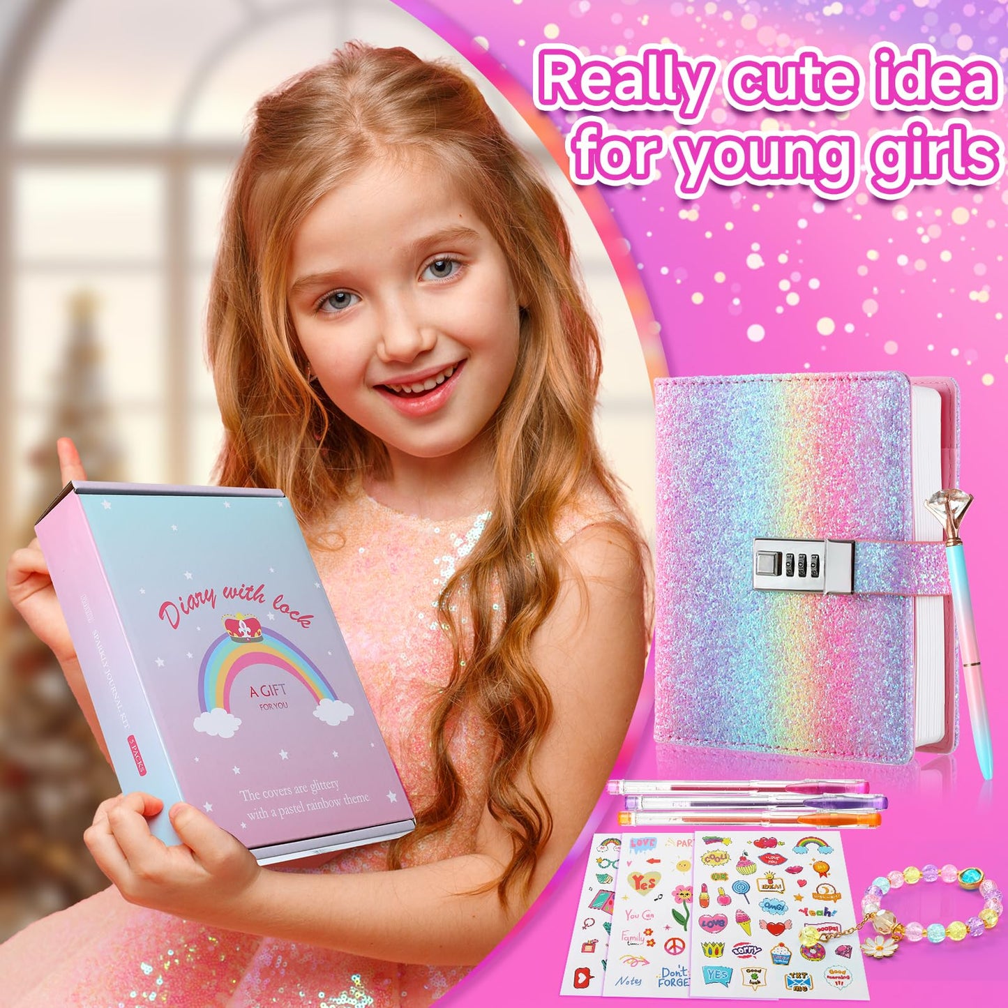Lifestyle shot of Jialili diary stationery kit for girls