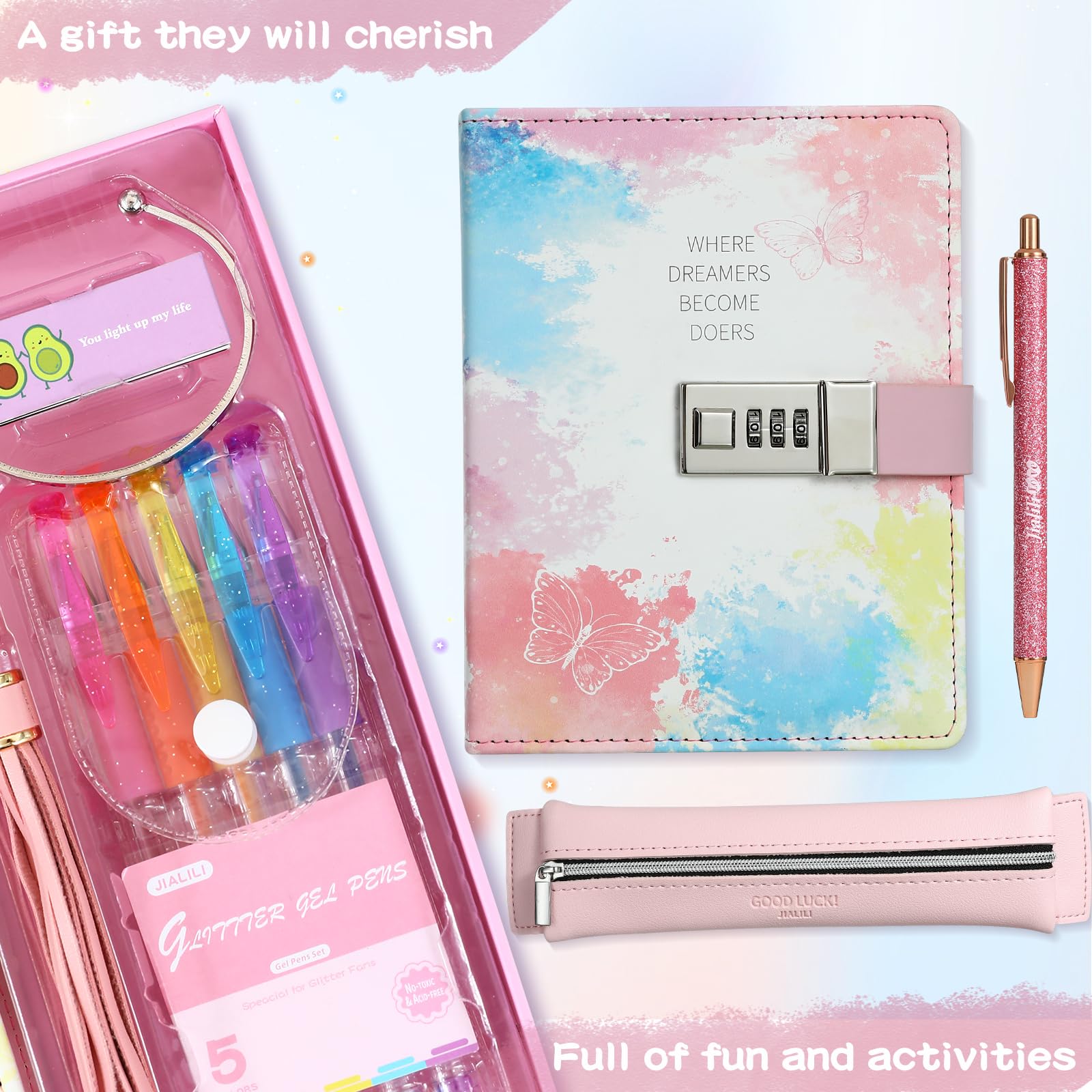 Girl writing in Jialili locking journal for creative expression