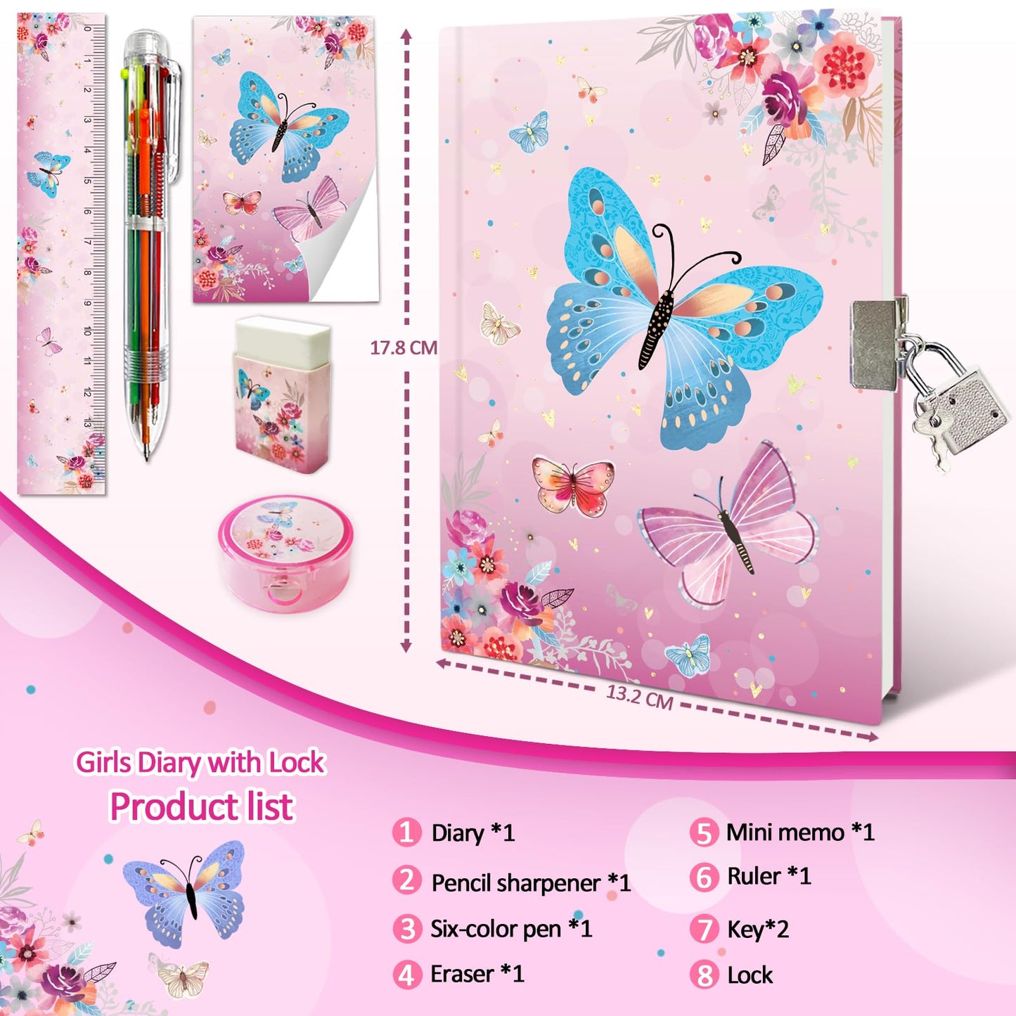 Ginmlyda kids lockable journal set with included stationery accessories