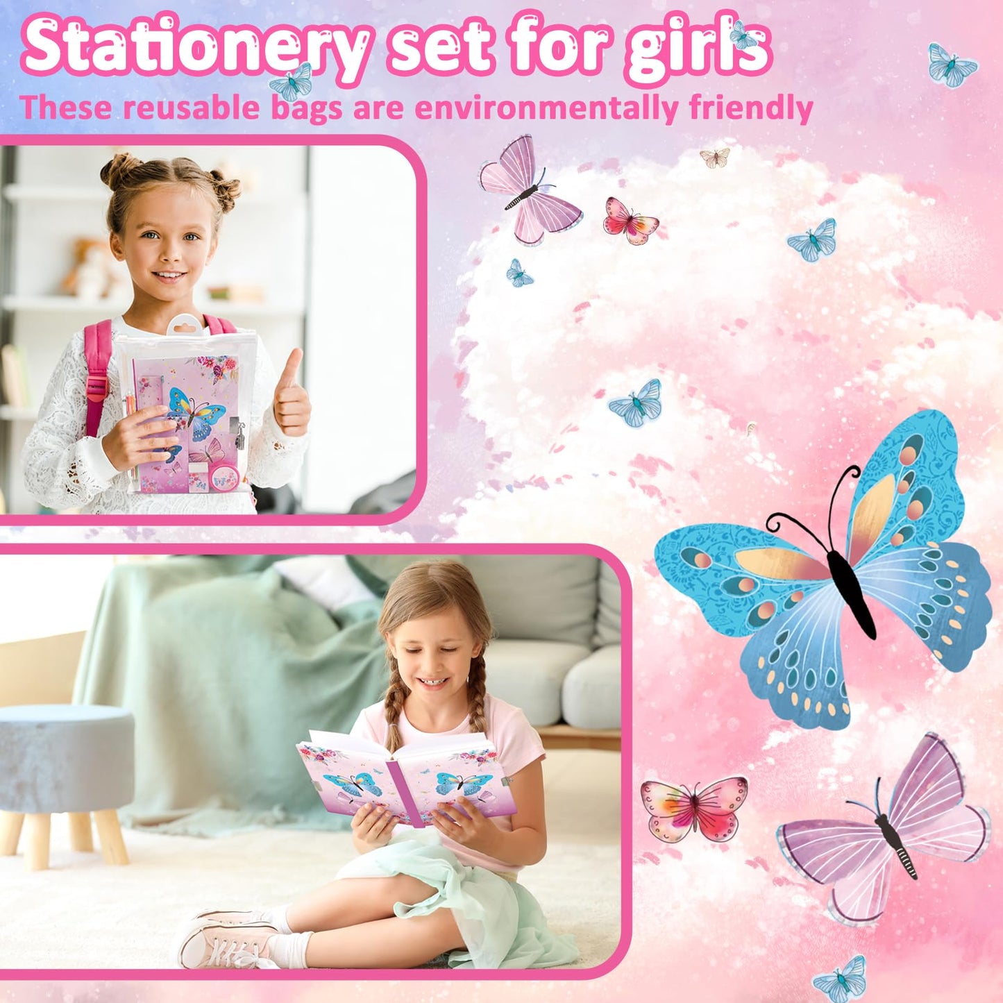 Educational stationery set with ruler and sharpener for kids