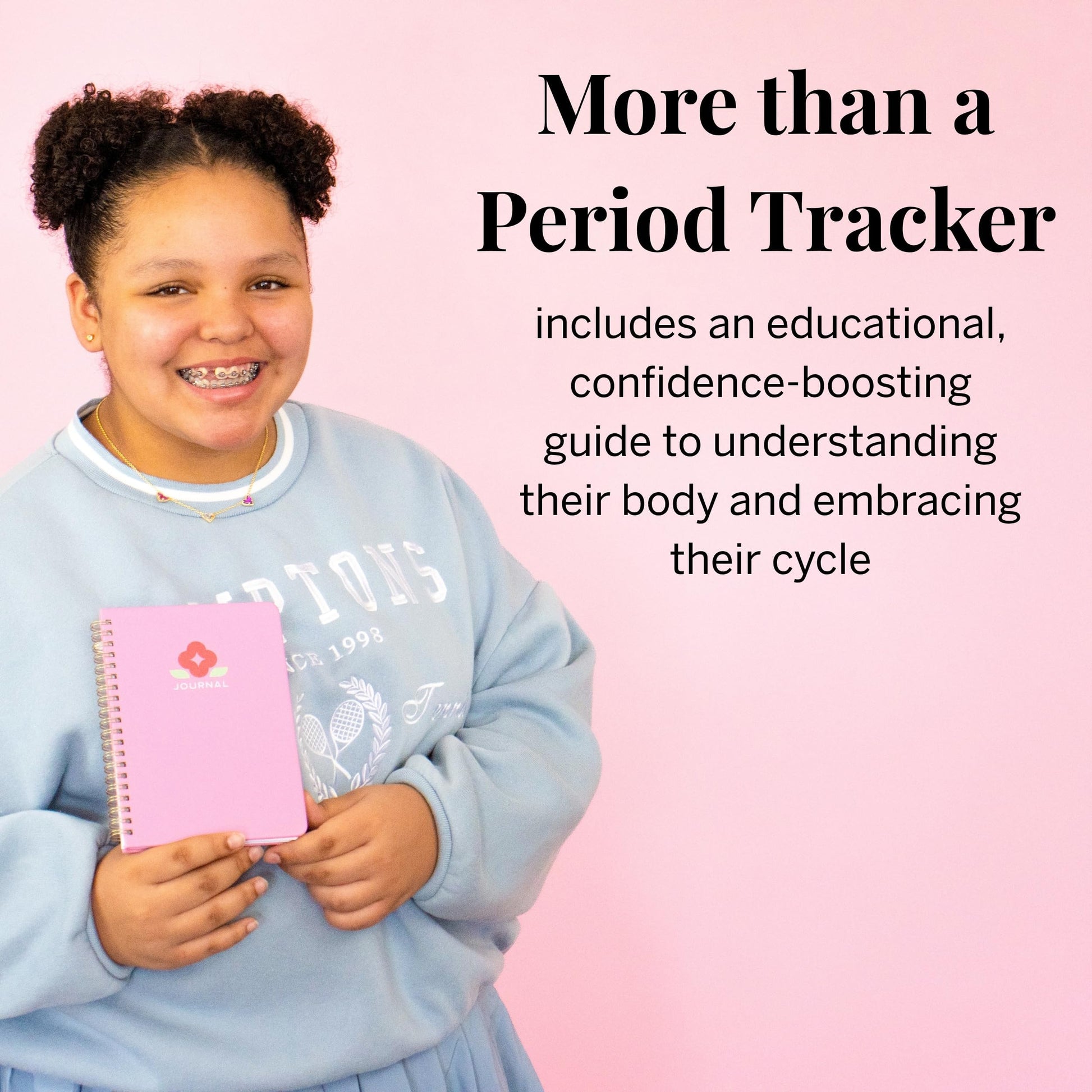 Guided reflection pages of Pixie Period Tracker for tweens