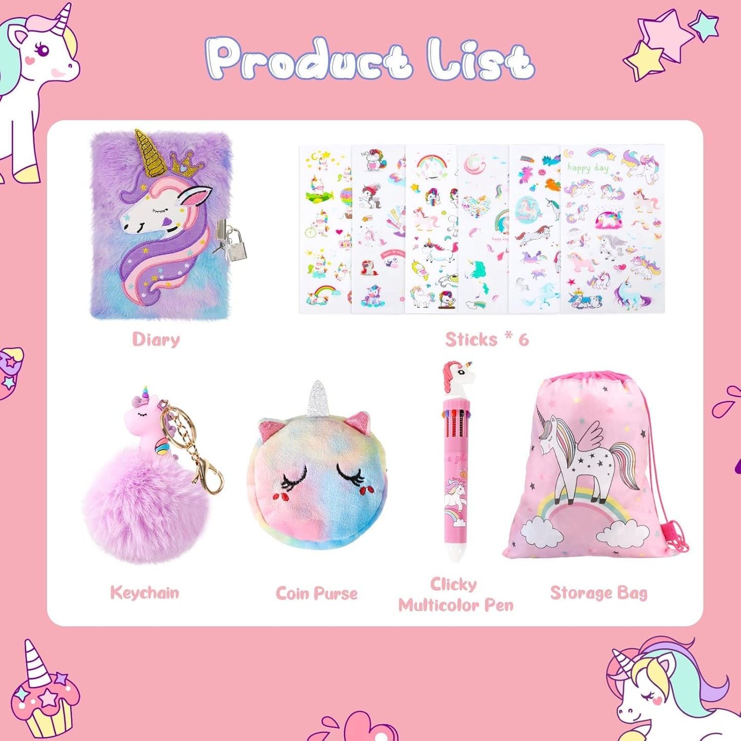 Homicozy unicorn journal with metal lock and key visible