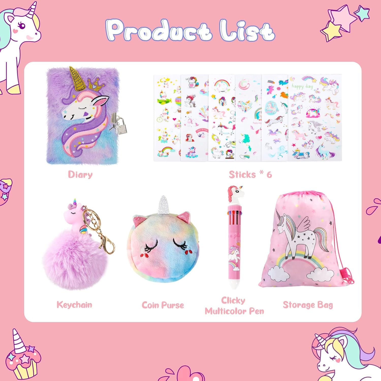 Homicozy unicorn journal with metal lock and key visible