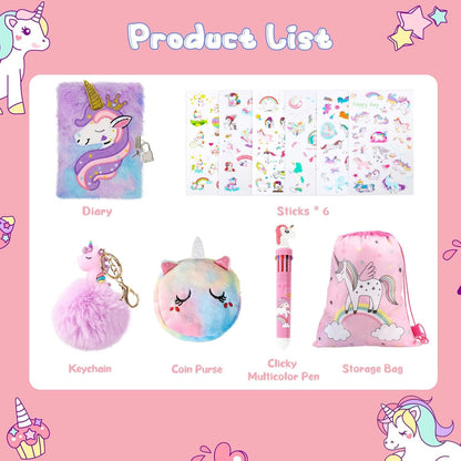 Homicozy unicorn journal with metal lock and key visible