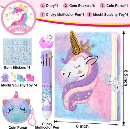 Unicorn diary set with plush purse and accessories