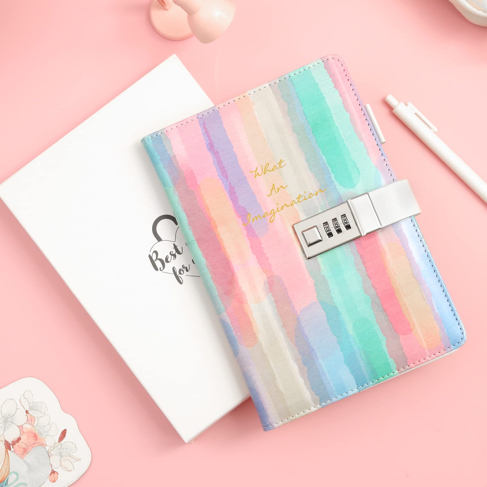 Cagie diary with lock displayed as a birthday gift