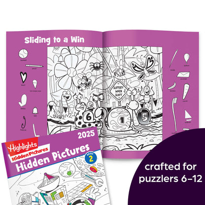 Inside view of Highlights Hidden Pictures 2025 seek and find puzzle page